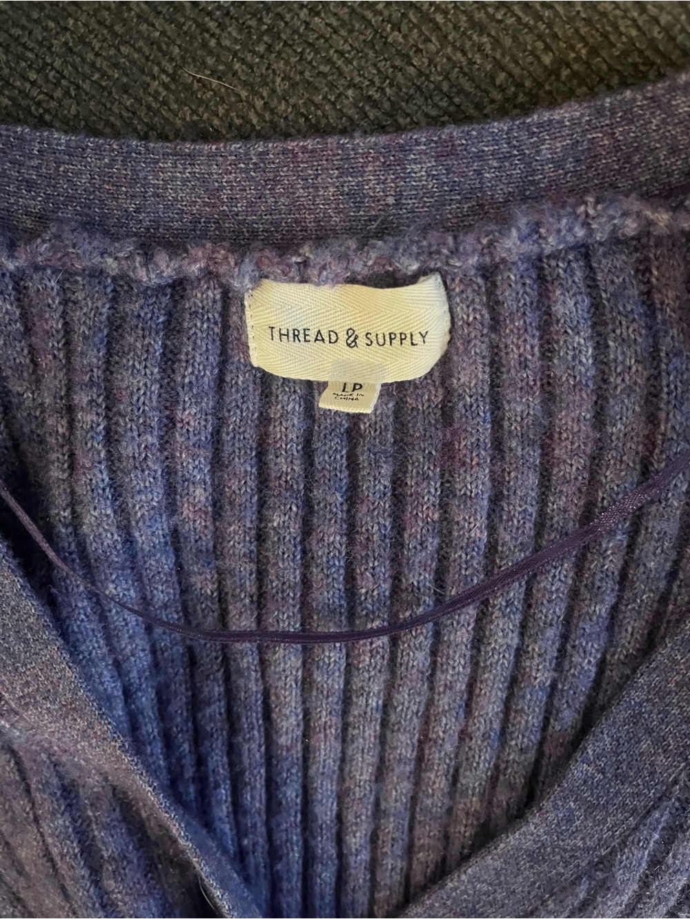 Thread & Supply Violet Rib-Knit V-Neck Sweater - Picture 3 of 4